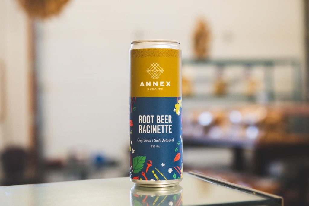 A can of non-alcoholic root beer on the Farm Store counter